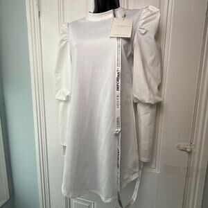 Veiled Collection Mini Dress Womens XS White Puff Statement Sleeve Club *Stained